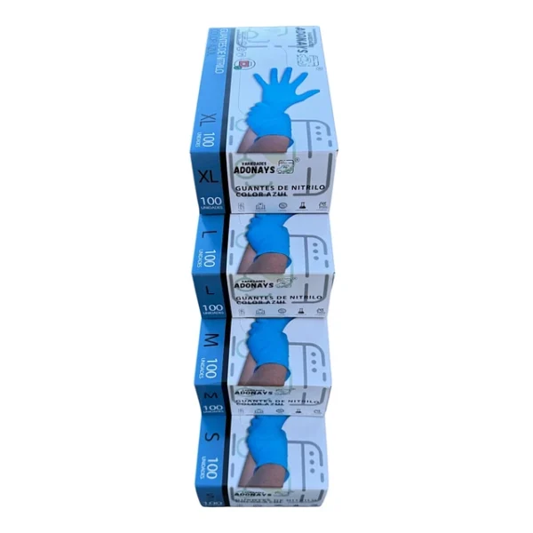 Guantes De Nitrilo 3,5gr Azul Adonays Caja De 100u