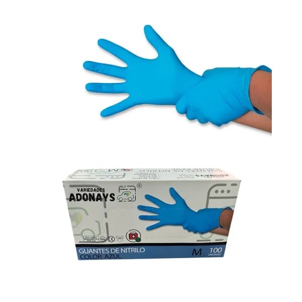 Guantes De Nitrilo 3,5gr Azul Adonays Caja De 100u