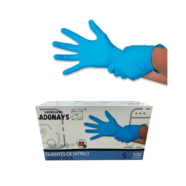 Guantes De Nitrilo 3,5gr Azul Adonays Caja De 100u