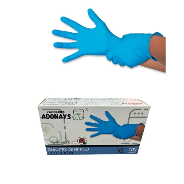 Guantes De Nitrilo 3,5gr Azul Adonays Caja De 100u