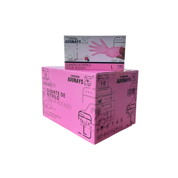 Guante de Nitrilo 3,5gr Rosado Adonays 100u