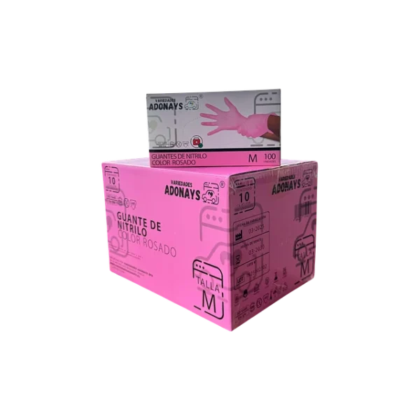 Guante de Nitrilo 3,5gr Rosado Adonays 100u