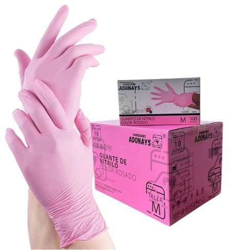 Guante de Nitrilo 3,5gr Rosado Adonays 100u