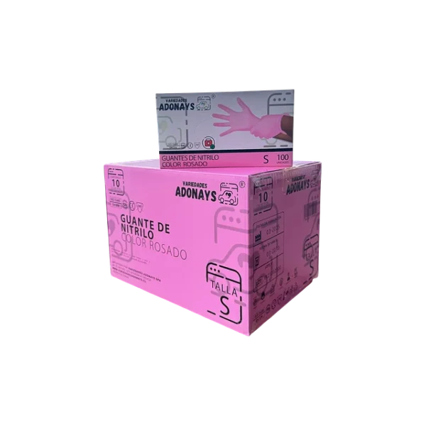 Guante de Nitrilo 3,5gr Rosado Adonays 100u