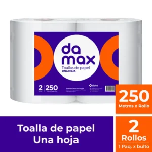 Toalla de papel una hoja Damax pack 2x250 m