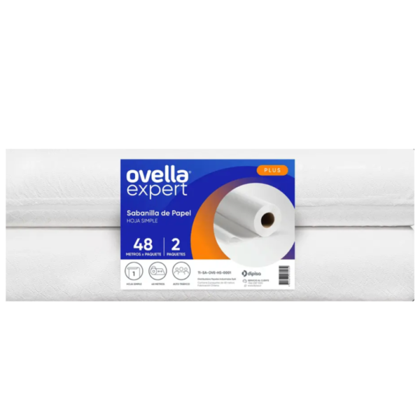 Sabanilla de papel Ovella una hoja pack 2x48 m