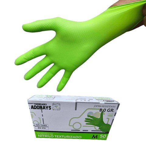 Guante Nitrilo Verde 8.0gr – Texturizado – 50unid
