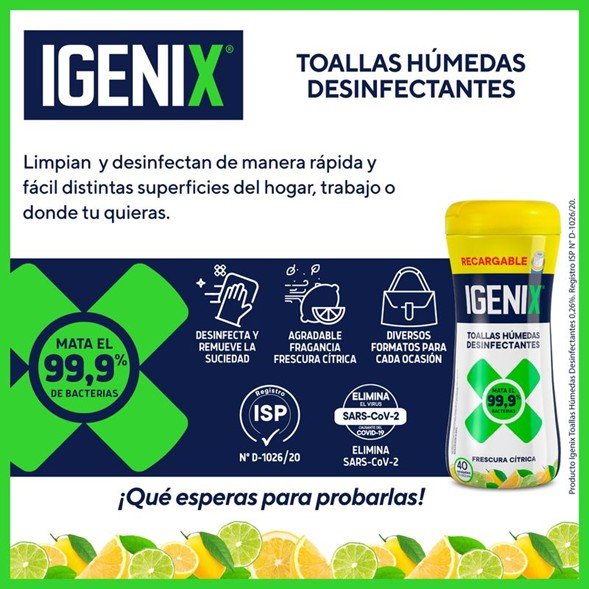 igenixdesinfeccio Toallas Húmedas Desinfectantes Igenix Frasco 40 un